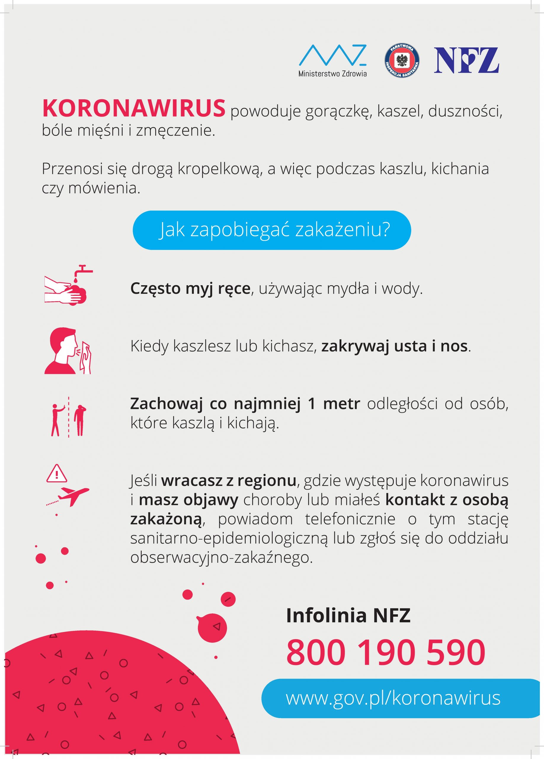Plakat - Koronawirus Jak zapobiegać zakażeniu